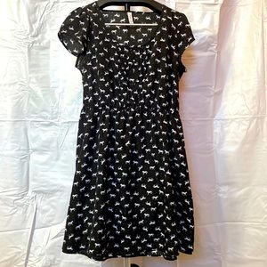 Xhileration XL womens black dress with white horse pattern
